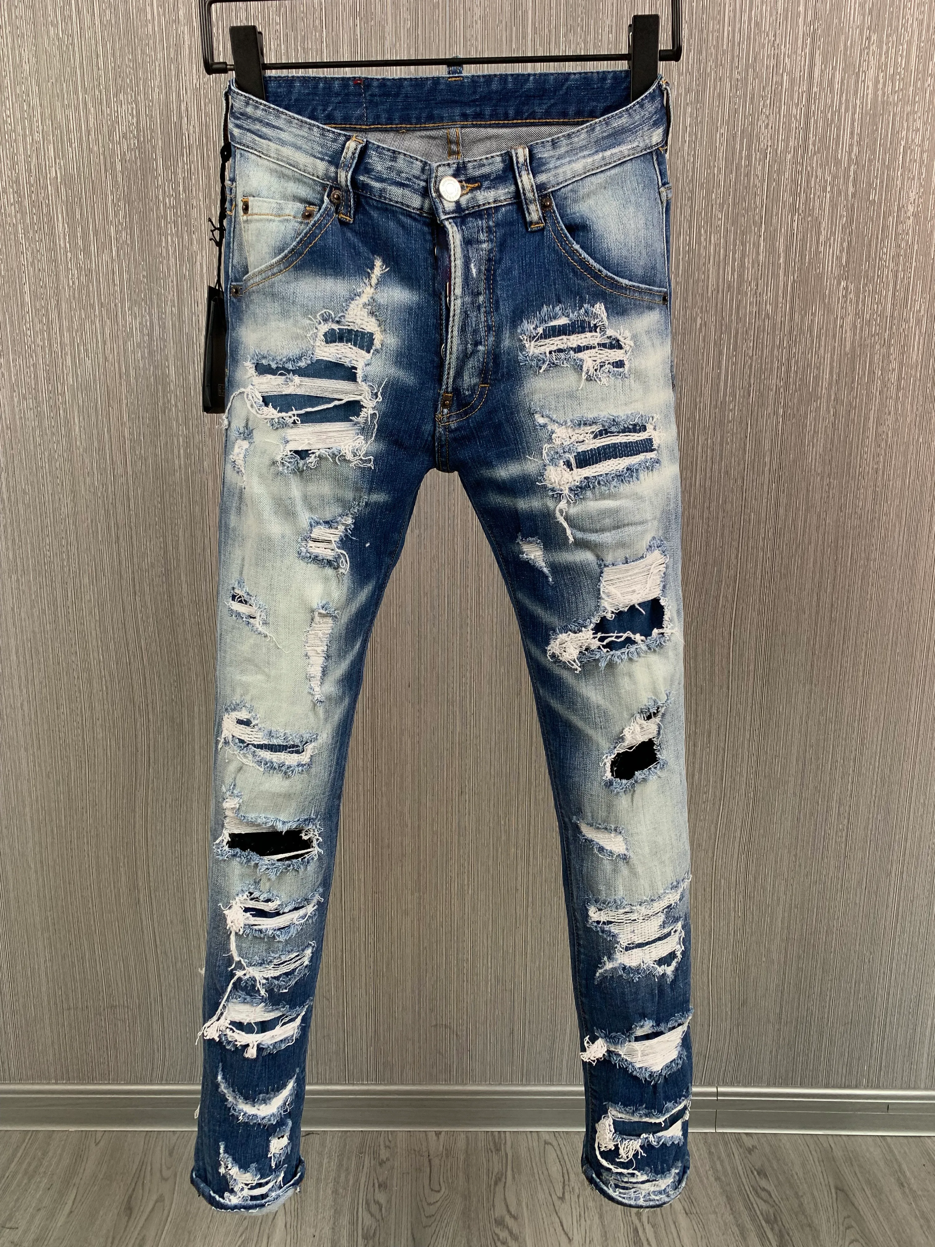 Fashion Mens Ripped Jeans Destroyed Slim Fit Straight Casual Washed Vintage  Pants with Holes - Walmart.com
