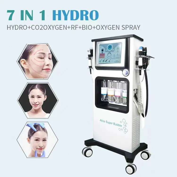 Hoge kwaliteit 7 in 1 gezichtsdermabrasie acnebehandeling huidverstrakking huidbleken zuurstofbevochtigende hydrocultuurmachine