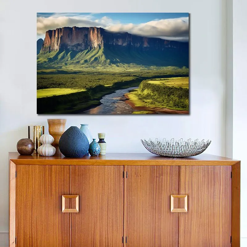 Real Photo Scenery of Mount Roraima in Venezuela Landscape Canvas Painting Print for Office Room Wall Decor