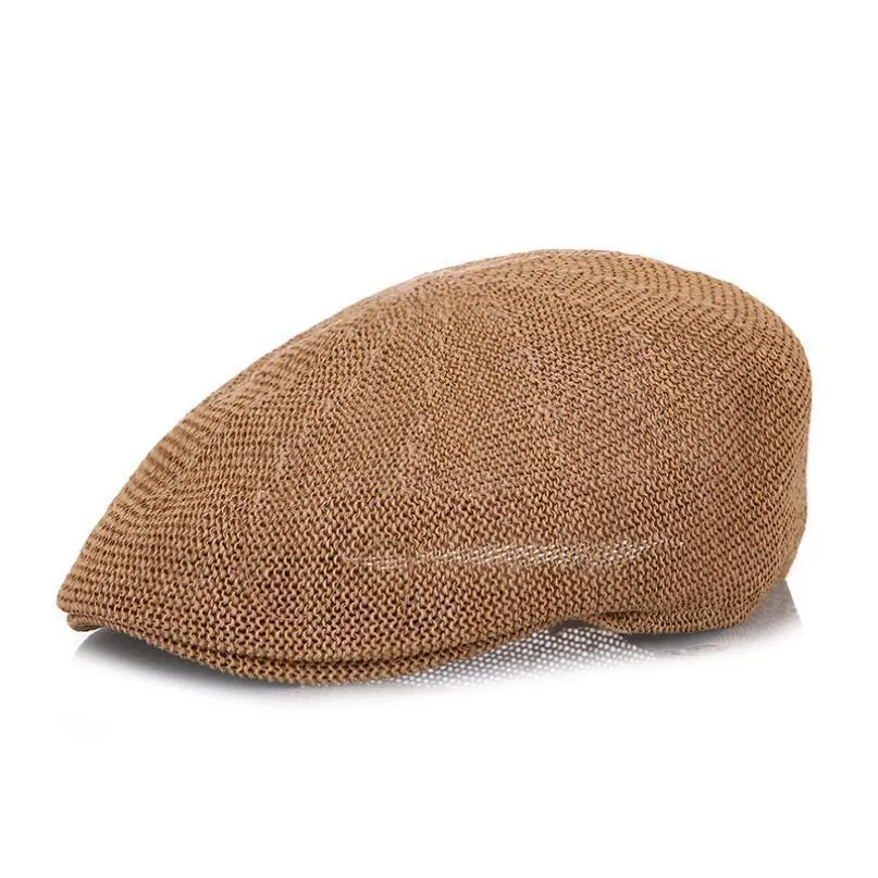 Berretti da uomo estivi in paglia cappello da sole sboy caps traspiranti maschili berretto piatto berretto unisex Peaky Blinder Mesh papà cappelli 230922