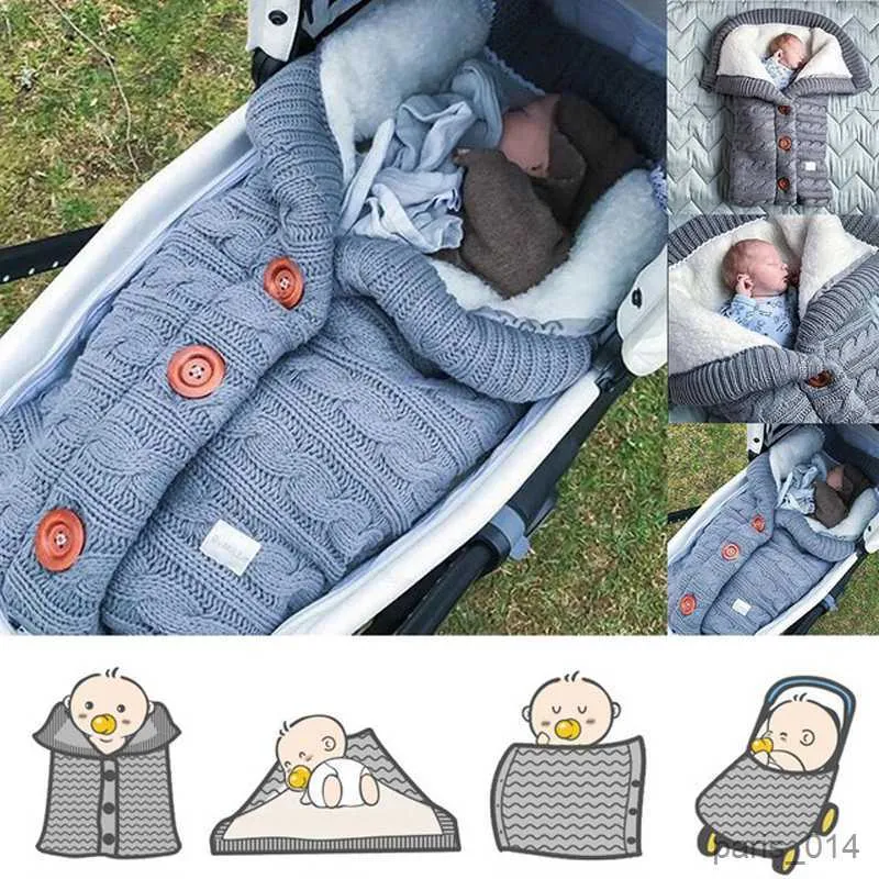 Filtar Swaddling Warm Baby Filt Nyfödd Swaddle Wrap Soft Infants Sleeping Bag Footmuff Bomullshölje för tillbehör Filt