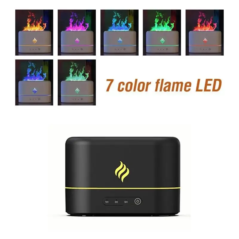 1pc 7 colori umidificatore ad ultrasuoni effetto fiamma e diffusore per aromaterapia con illuminazione a LED - deodorante per ambienti con oli essenziali alimentato tramite USB per camera da letto e viaggi