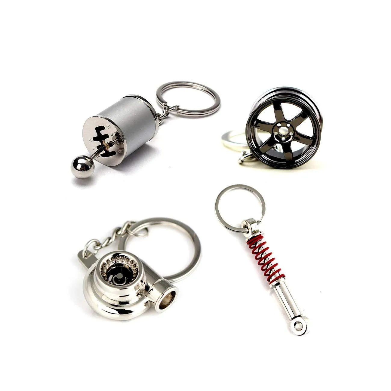 Jewelry Keychains L Turbo Keychain Piston Connecting Rod Alloy Short Quick Shifter Key Chain Ring Charming Rainbow Metal Pendant Ke Mj Dhbuv