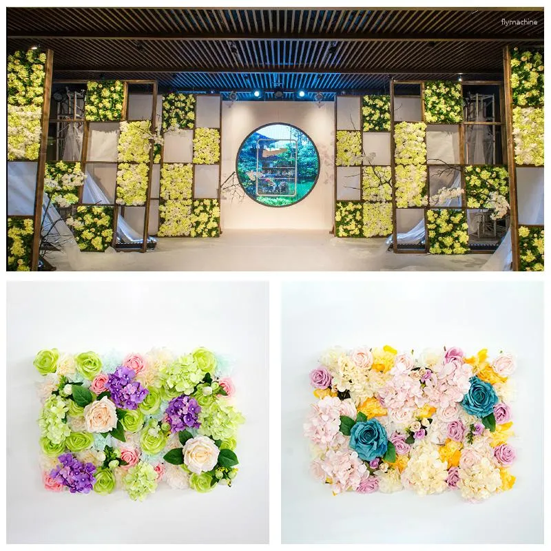 Dekoratif çiçekler özelleştirme 40 60 hi-q yapay çiçek duvar paneli gül ortanca düğün zemin dekor partisi El Noel halı