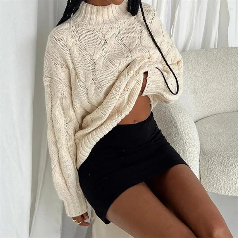 Womens Sweaters Women Cable Knit Fall Winter Casual Loose Long Sleeve Turtleneck Pullover Warm Tops Oversized Plain Jumpers Knitwear From 16 73 DHgate