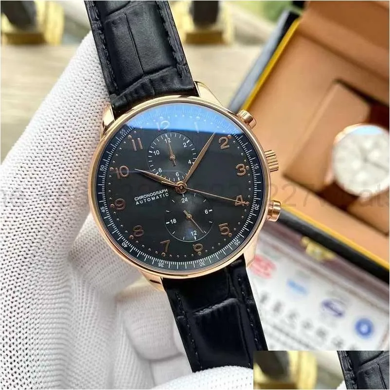 2023 Luxury Matic Mechanical Watch For Menpilot Iwcs Series Casual Fashion Men Premium Black Leather Strap