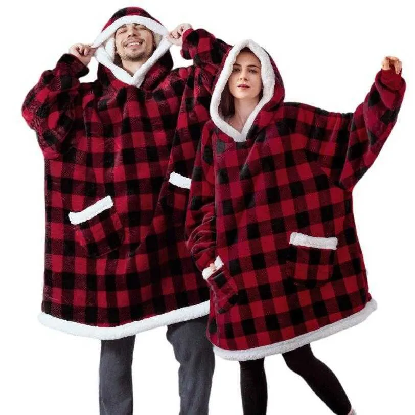 Bedsure Plaid à Capuche Adulte - Plaid Polaire avec Manche Femme Homme  Couverture Manche avec Poches Portables, Plaid Pull Couverture Canape TV  Hiver