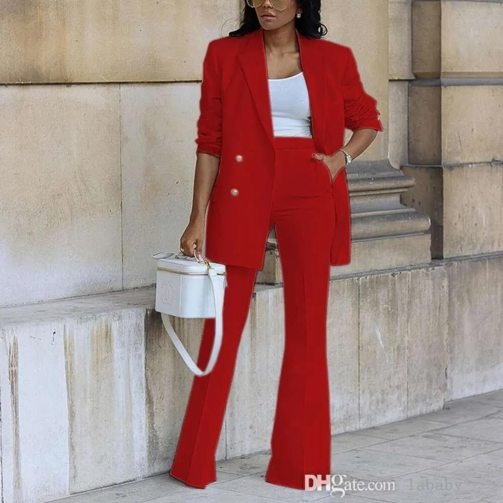 Ensemble 2 Pièces Femme Paulo Due - Veste Blazer Et Pantalon Large Doublés, Pour Bureau Ou Événements