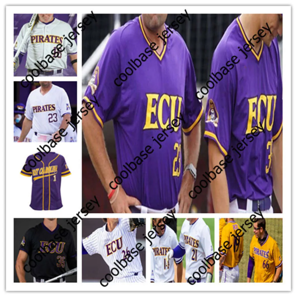 Maglie da baseball NCAA East Carolina ECU College Custom Ryley Johnson Carson Whisenhunt CJ Boyd Dylan Lawson Connor Norby Thomas Francisco Josh Moylan Makarewicz