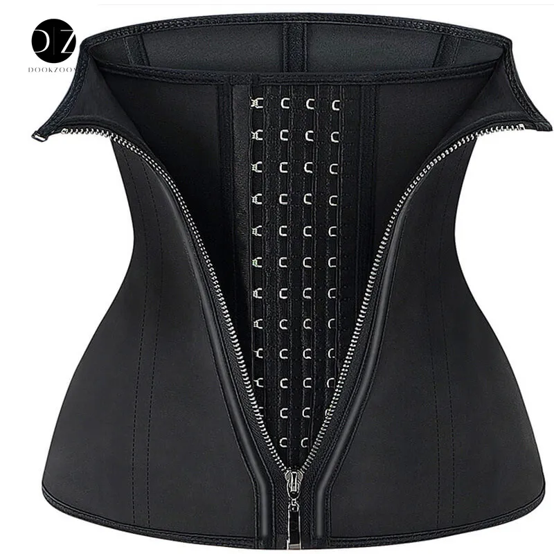 Bras Shaper Latex Taille Formateur Corset Fermeture À Glissière Cincher Minceur Ceinture Ventre Tondeuse Femmes Gaine De Contrôle Ceinture Sangle Crochets Noirs 230921