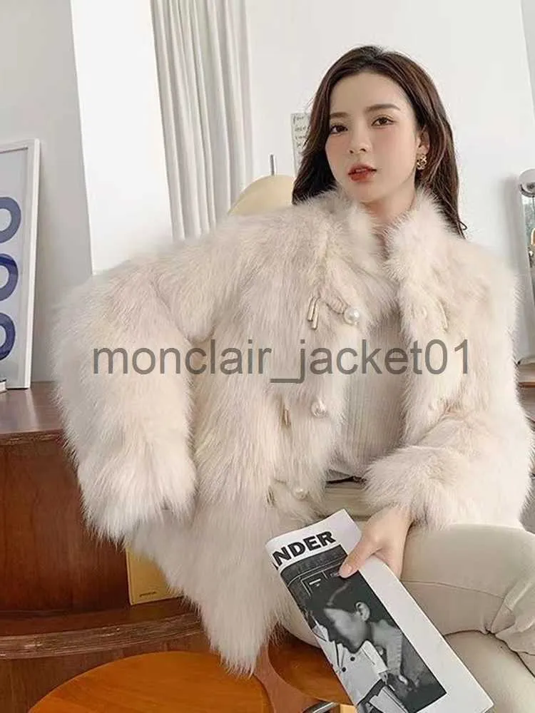Elegant Faux Fox Fur Coat - Womens Winter Warm Plush Jacket
