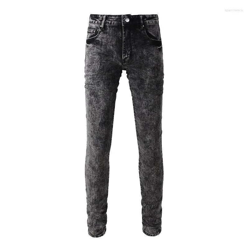 Jeans pour hommes Arrivées Retro Smoky Grey Elastic Slim Fit Ripped Washed Designer Skinny Pantalon