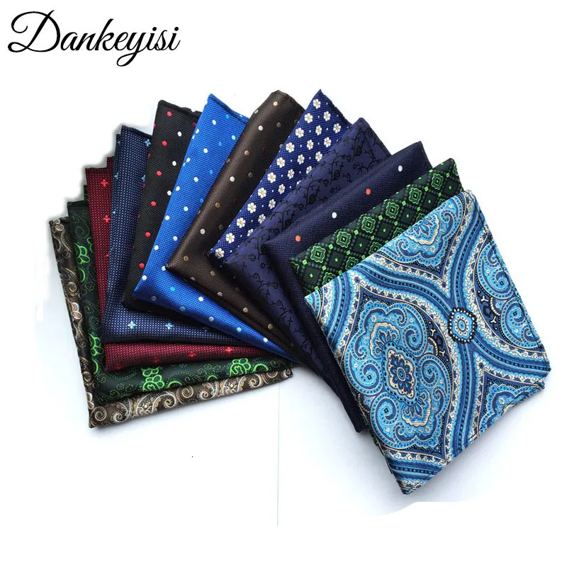 Cravat Dankeyisi Erkekler Hankerchief Tie Scarves Vintage Çiçek Baskı Erkekler Cep Meydanı Mendiller 25*25cm Hanky ​​Düğün Partisi 230922