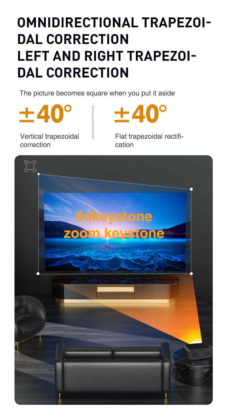4K Projector: 1080P Native Resolution, Android OS, Dual 6G WiFi, 13000 ...