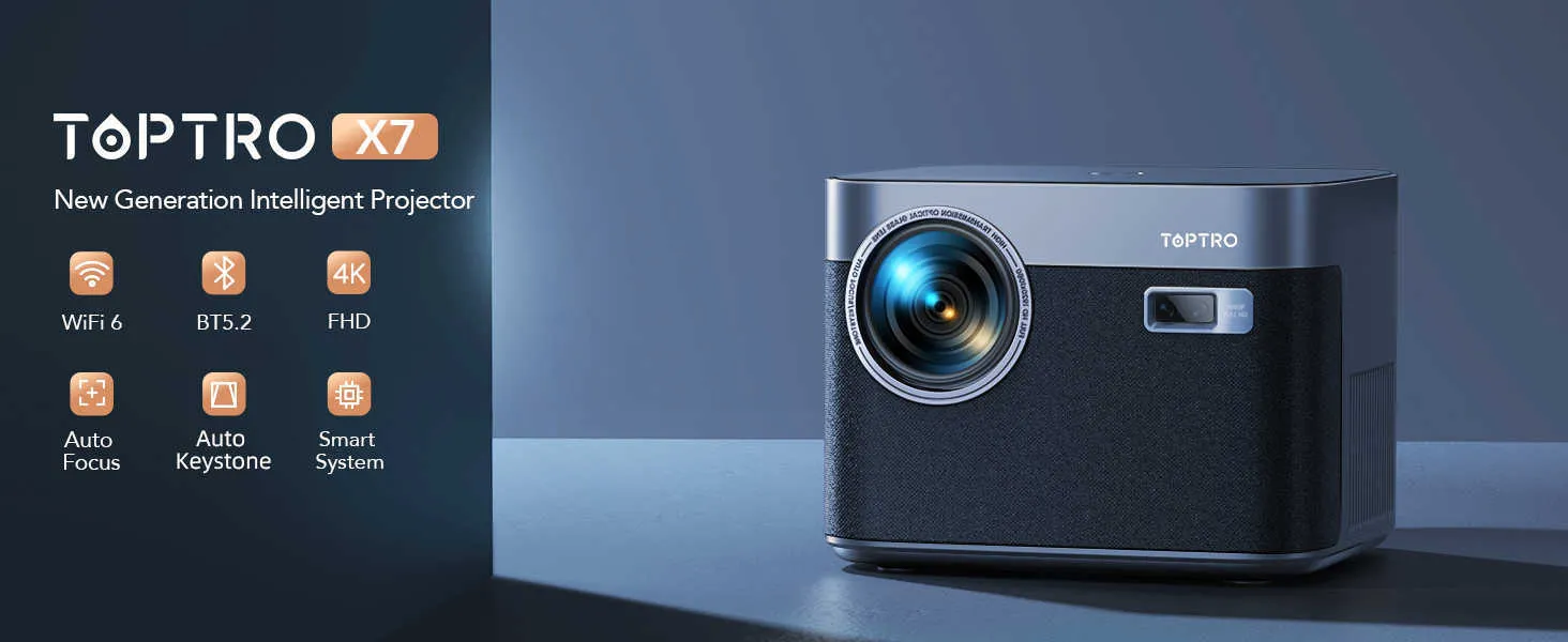 TOPTRO X7 4K Android 9.0 Projector 16000 Lumens, Native TOPTRO X7 4K Android 9.0 Projector 16000 Lumens, Native
