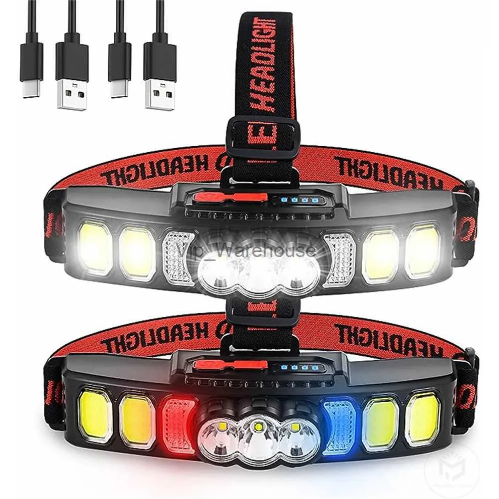 Head lamps 6 Modes Led lampe frontale Rechargeable 18000 haute Lumen lampe de poche lumière rouge lampe frontale lumineuse USB phare de pêche Rechargeable HKD230922