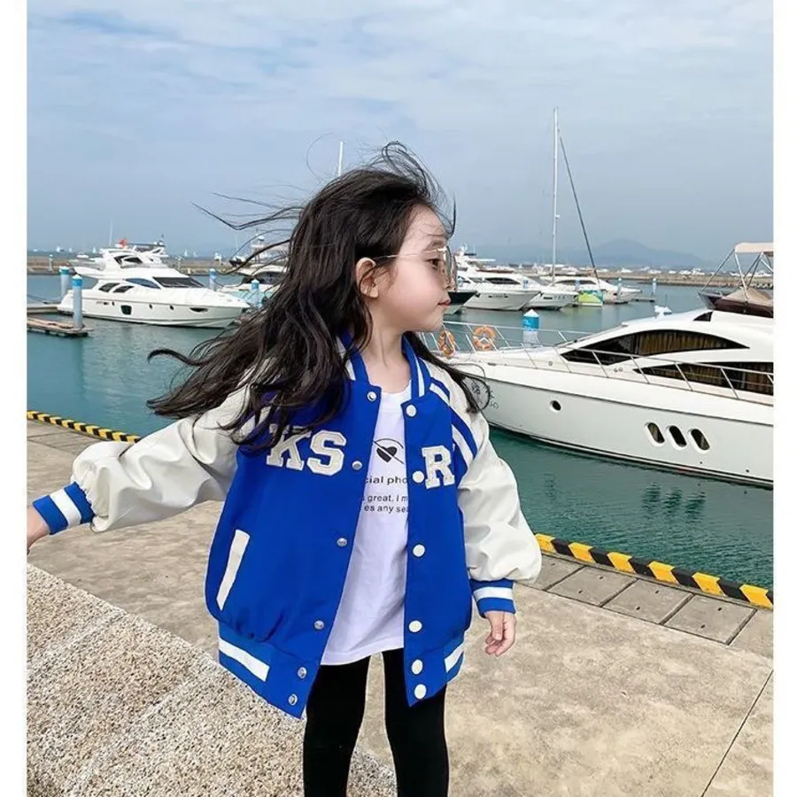 Tench Coats Spring Blue Baseball Jacket Racing Coat Big Kids Teens kläder för tonåringar Girls Boys Cardigan 4 till 10 barn Outwear Coats 230922