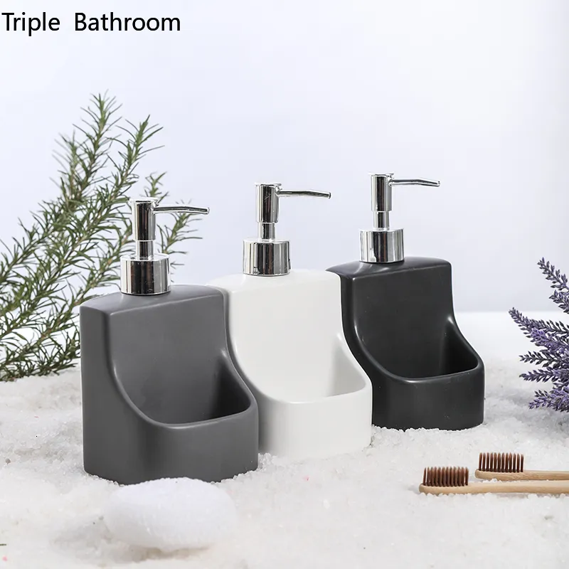 Liquid Soap Dispenser Creative Style Ceramic Liquid Soap Bottle Restroom Kitchen Soap Dispenser with Sponge Holder Household Bathroom Lotion Bottle 230921