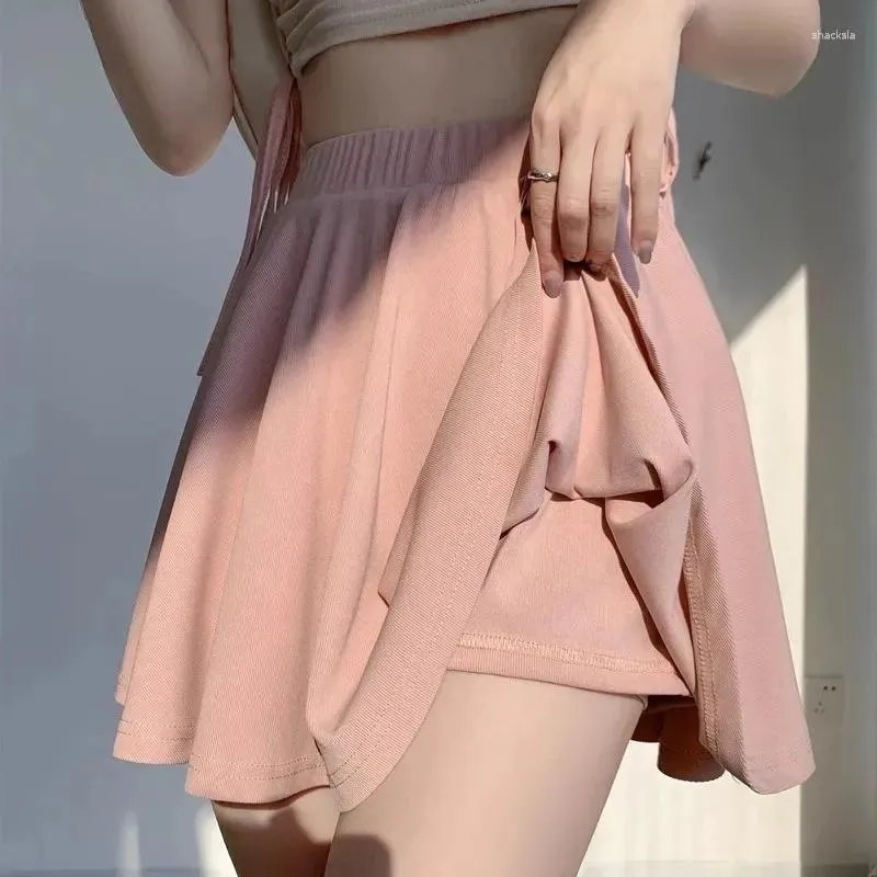 Active Shorts Spring Summer Sporty Casual Slim Sport Pants Panty Dress Sweet Cool Girl Soft Ice Silk Pleated Skirt