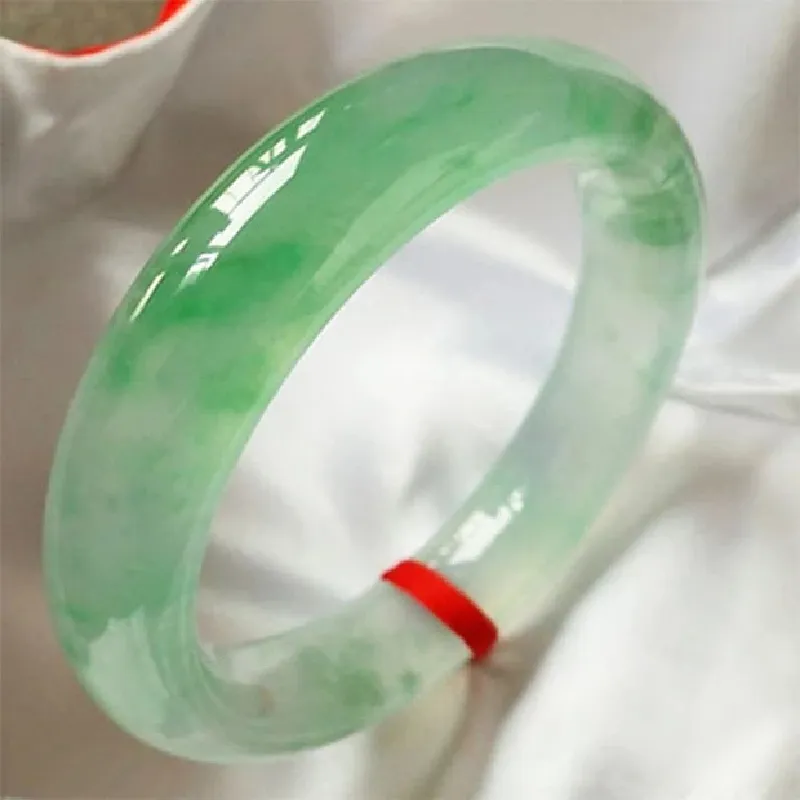 Pure Jade Ice Light Green Bracelet Elegant Princess Bangles Natural Jewelry