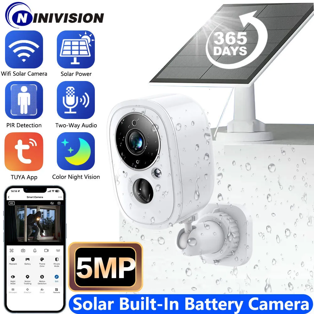 Câmeras IP Tuya Smart Life Bateria Recarregável Ao Ar Livre Sem Fio WIFI 5MP Vigilância CCTV PIR Proteção Solar Câmera Com Sirene Cam 230922