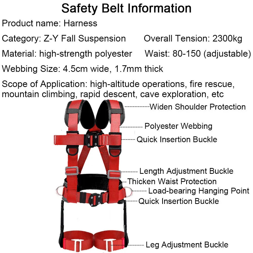 Climbing Harnesses Aerial Work Safety Belt Full Rope Outdoor Rock