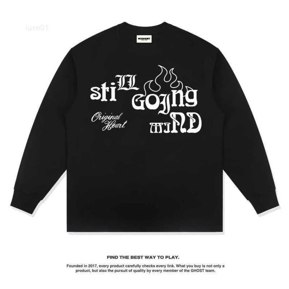 Autumn and Winter New American High Street Simple Gothic Letter Printing Long Sleeve T-shirt Washed Old Men's Women's Fashion Signaarl