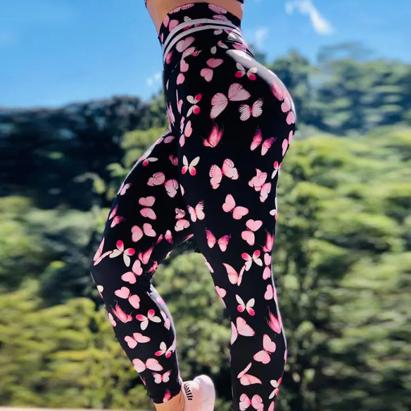 Leggings Women New Color Butterfly Printed High Waist Pants Leggins Big  Size Elastic Fitness Jeggings Sports Tights Running From Ivogue888, $5.18