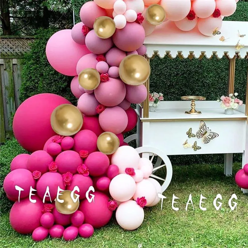 150 pcs metálico ouro balão guirlanda arco kit para aniversário chá de bebê casamentos festa decoração retro rosa balões pano de fundo t200323i