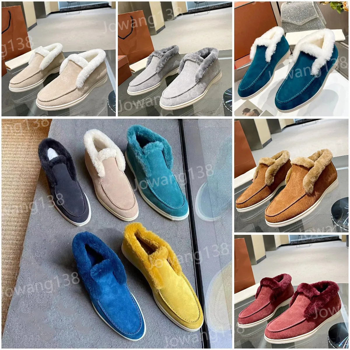 Designer Women Open Walk Boots Autumn Winter Men suede leather classics Walk boots Wool Short Boots Luxury One Step Plush Shoes outdoors Flat Bottom Lazy Snow Boots