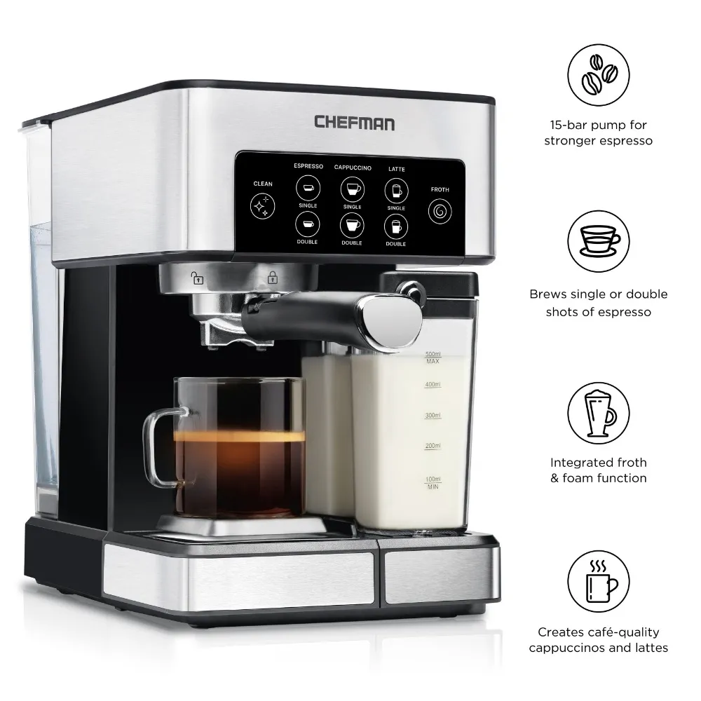 Chefman 1.8L Barista Pro Espresso, Cappuccino And Latte Machine With Milk  Frother, Stainless Steel From Galaxytoys, $1,679.13