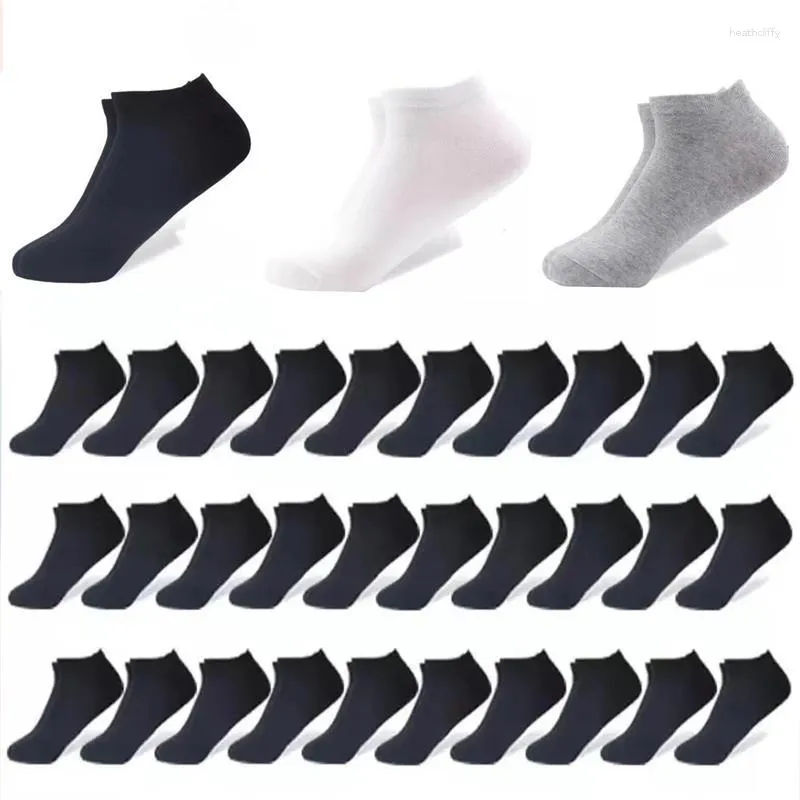 Herrstrumpor Båt affärs fotled bekvämt avslappnad svart andningsbara whitesocks 60st/parti 30pairs färg solid