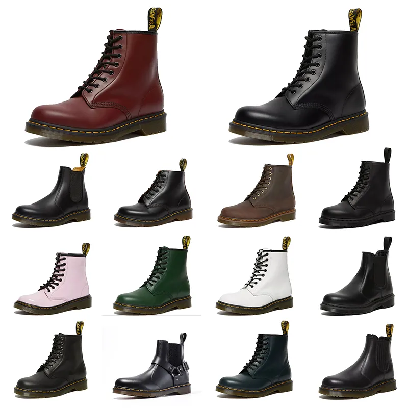 Doc Martens Luxury Womens Boots Martins Woman Designer Boot Leather Platform Men Shoes Winter Snow Booties Botten Hållbar Sport Häle-sling Sneakers Storlek 35-45