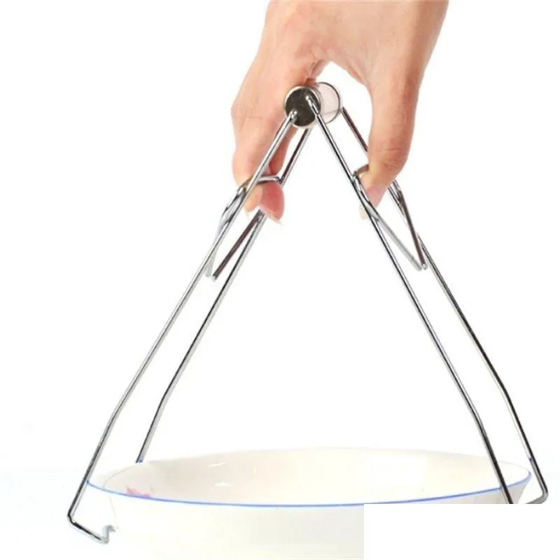 Other Kitchen Dining Bar Kitchen Tools Stainless Steel Foldable Dish Plate Bowl Clip Pots Gripper Clogkery Holder Clamp Tongs Cla Dhlo9