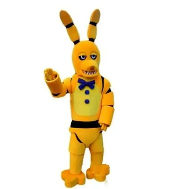 Halloween cinco noites no freddy's fnaf brinquedo assustador amarelo coelho mascote traje andando terno de halloween grande evento traje terno vestido de festa melhor qualidade.