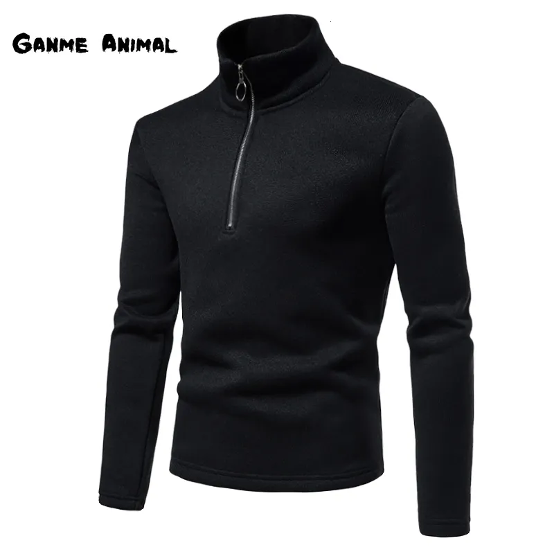 Herrtröjor Autumn Zipper Sweater Solid Color High Collar Sweatshirts Pullover Jumpers Oversize Turtleneck Top S3XL 230921