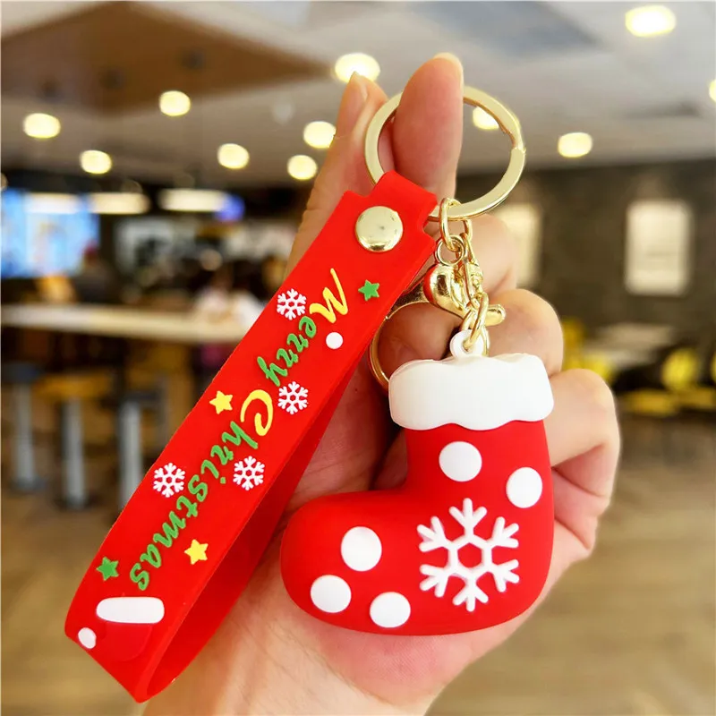 För mobiltelefon charm ny jul nyckelring bilväska snögubbe ren jul nyckelchain dollmaskin hänge gåva