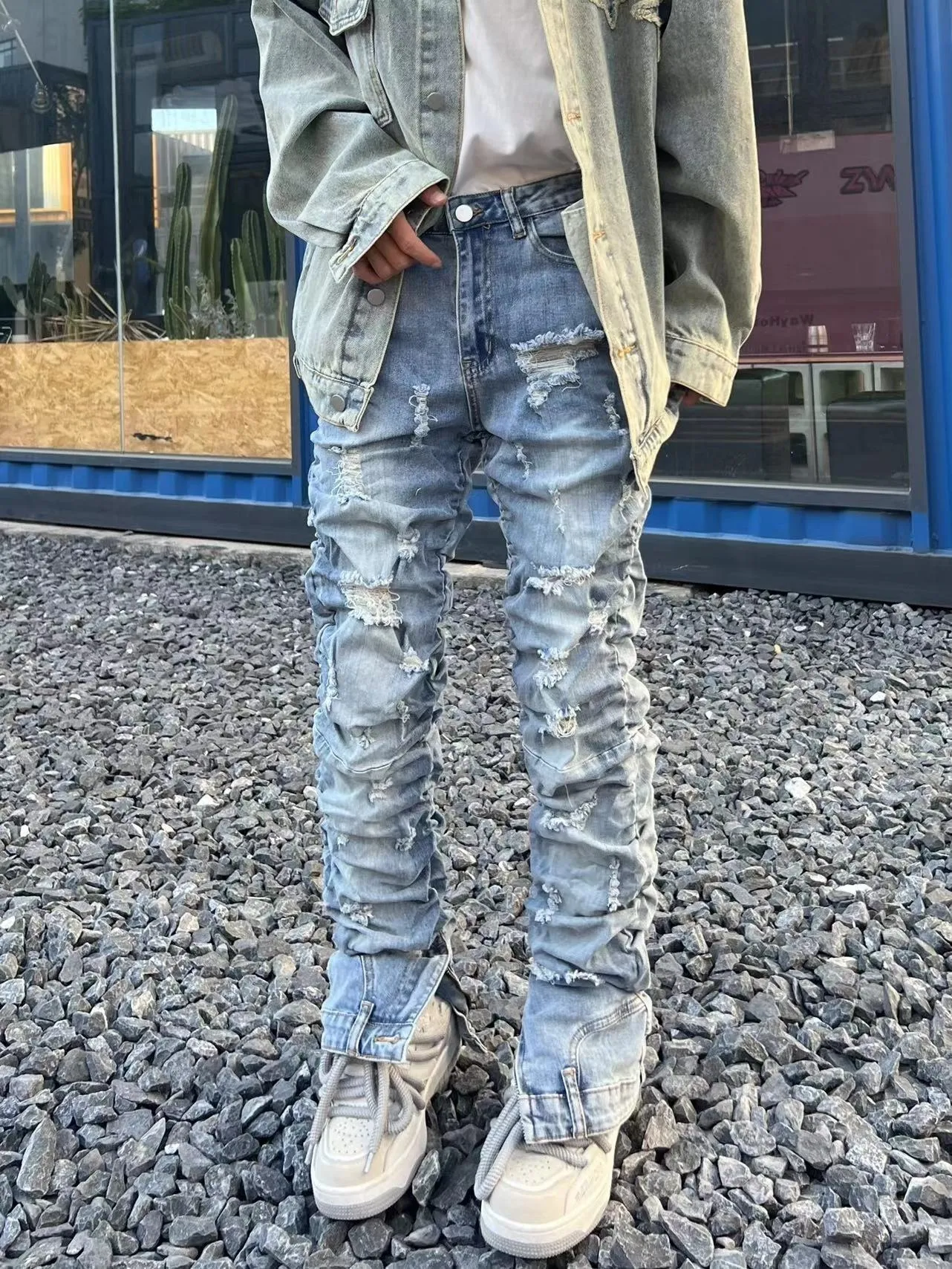 DHgate.com:Distressed Straight Jeans for Men - Vintage High