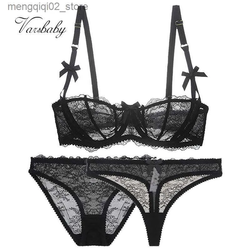 Bras Sets Varsbaby Sexy Unlined Underwear Set Half Cup Transparent Bras+Panties  +Thongs Plus Size Bra Set For Women Q230922 From Mengqiqi02, $7.53