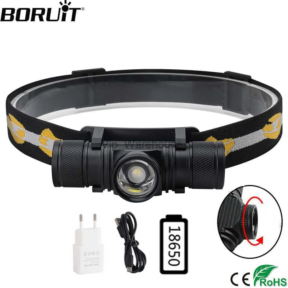 Head lamps BORUIT D20 Zoomable Mini phare 3000LM puissant phare LED USB chargeur 18650 batterie tête torche Camping chasse lampe de poche HKD230922