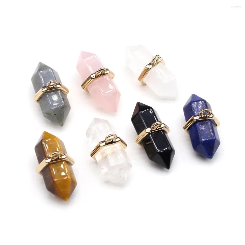 Charms Natural Semi-Precious Bi-Pointed Hexagonal Crystal Pendant Cubic Design For DIY Jewelry Making Handmade Bracelet Necklace