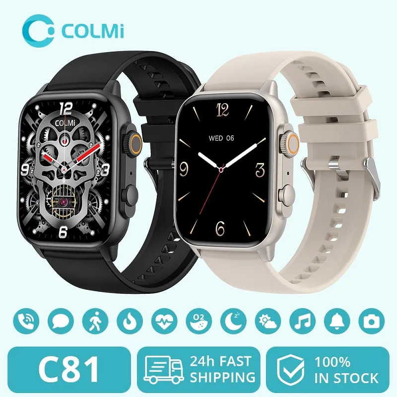 C81 2.0 '' AMOLED SmartWatch Support AOD, 100 Sportlägen, IP68 Waterproof Smart Watch Men Women PK Ultra Series 8