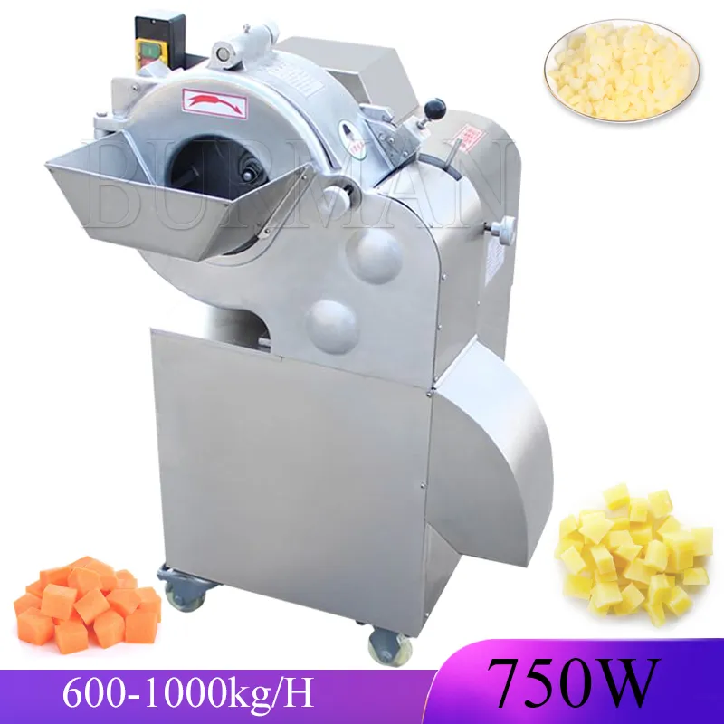 Automatisk fruktgrönsak Dicer Machine Lök vitlök Ginger Potato Morot Cube Dicer Cutter