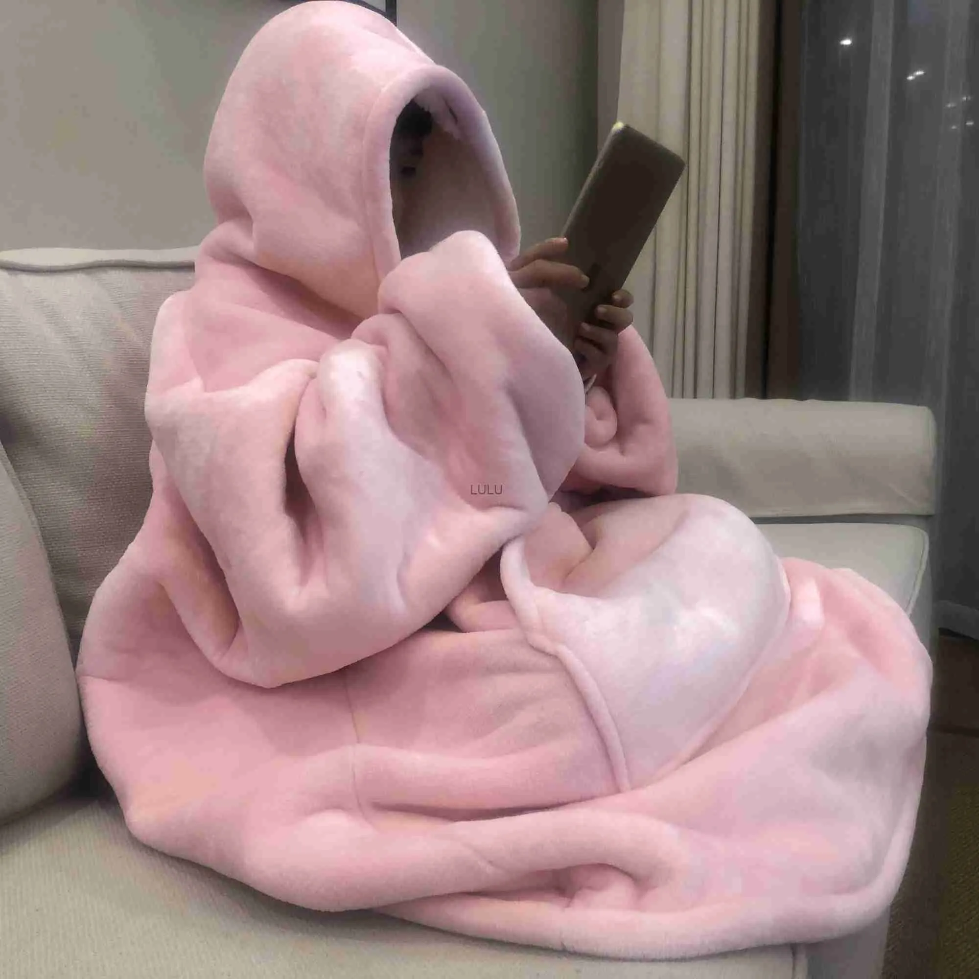 Coperte Sherpa Hood Coperta indossabile per adulti Super morbida e comoda peluche calda con maniche TV Coperta Avvolgente Veste con cappuccio Coperta calda invernale HKD230922