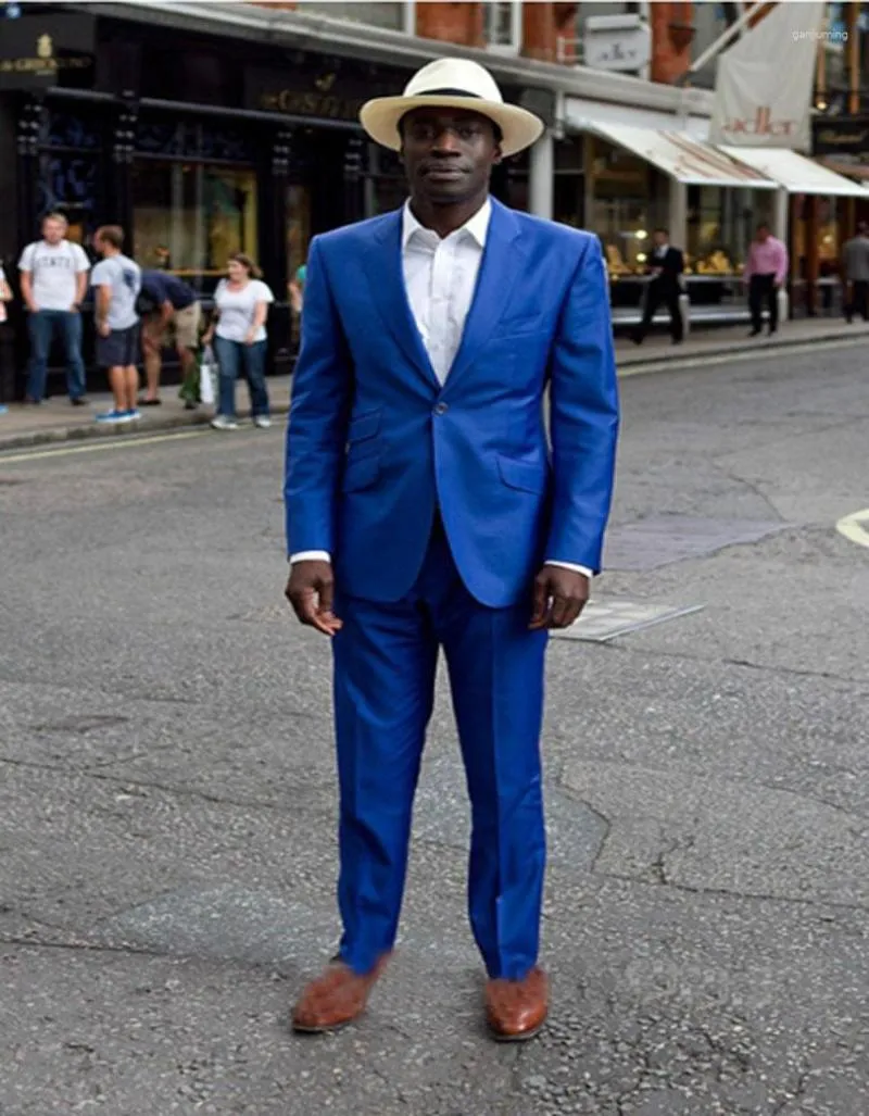 Herenpakken TPSAADE 2023 Strandstijl Bruidegom Blazers Koningsblauw Herenjurken met één knop Terno Masculino Formele trouwkleding (jasbroek)