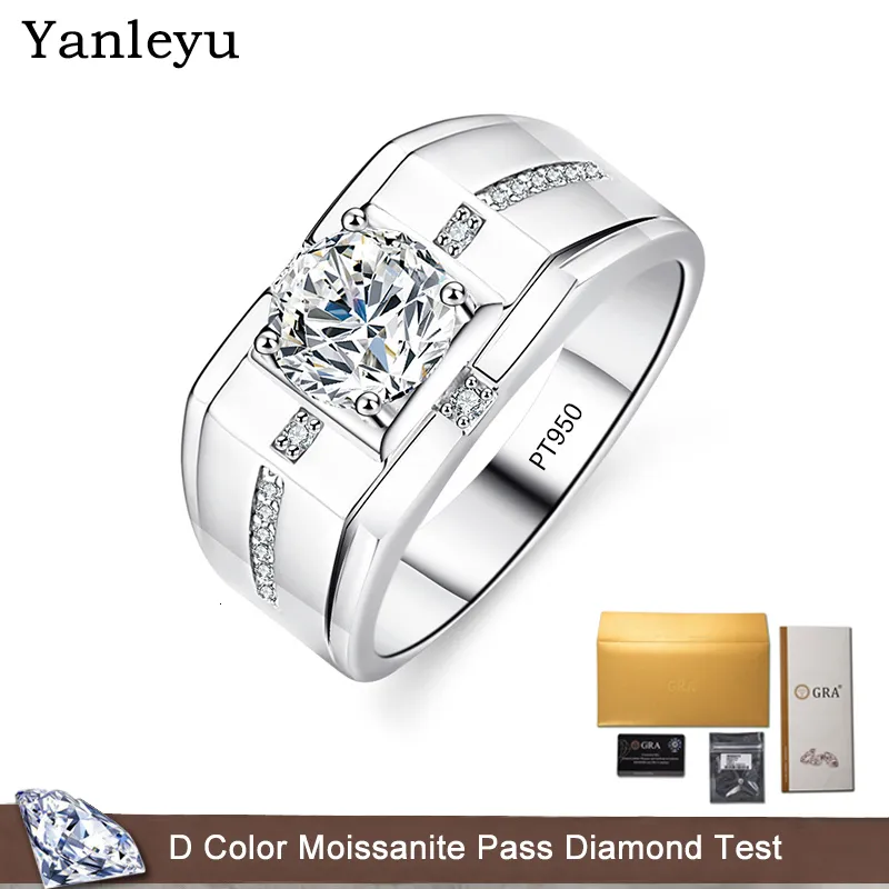 Anneaux de mariage Yanleyu 1 0ct VVS1 D couleur pour hommes pur PT950 platine bague de fiançailles avec certificat GRA 230922