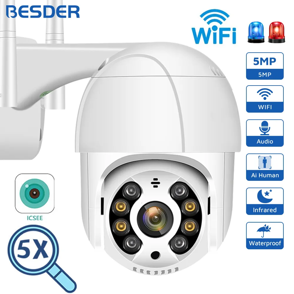 IP -kameror 5MP PTZ Camera WIFI Outdoor AI Human Detection Audio 1080p Wireless Security CCTV P2P RTSP 4X Digital Zoom 230922