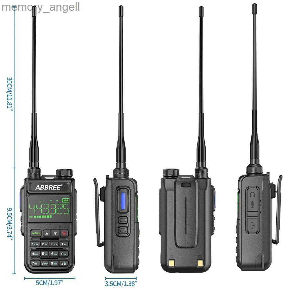 Walkie Talkie Abbree AR-518 Air Band Pełna bezprzewodowa częstotliwość kopii Policja Skaner Aviation Amateur Ham Dwuay Radio HKD230925