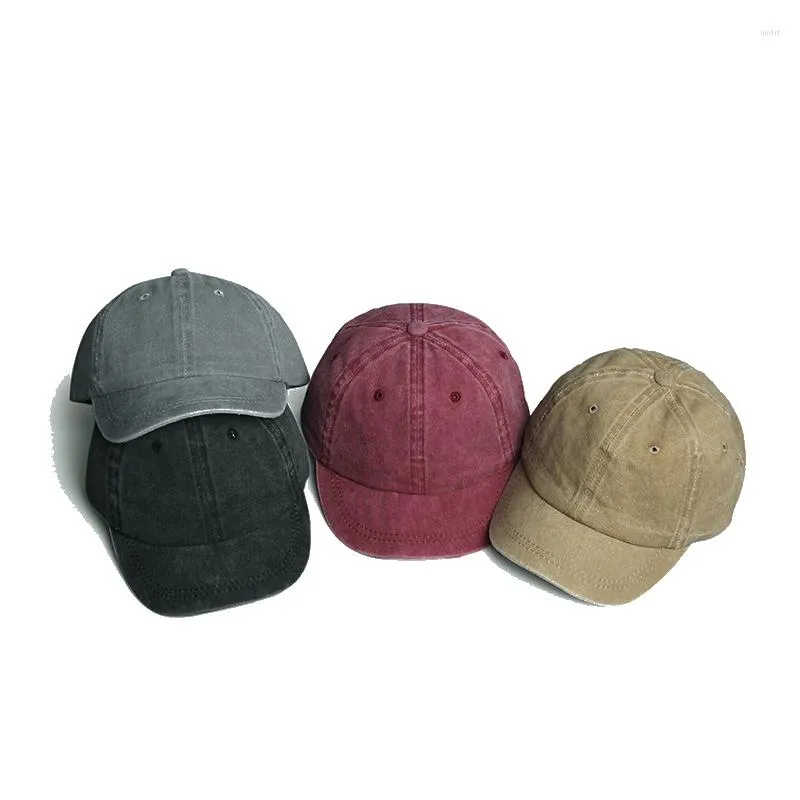 Berretti da baseball a tesa corta regolabili in materiale di lavaggio Berretto da baseball da uomo Protezione solare Primavera Autunno Donna Snapback Cappello da papà