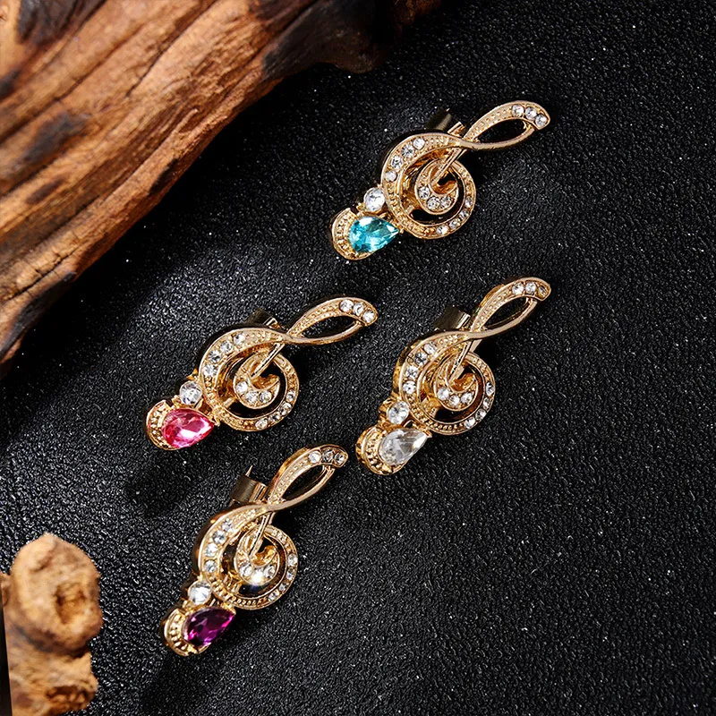 New Rhinestone Music Pin Brooch Musical Note Brooch Pin Metal Pin Singer Concert Luxury Jewelry Ladies Men Accessories Jewelry